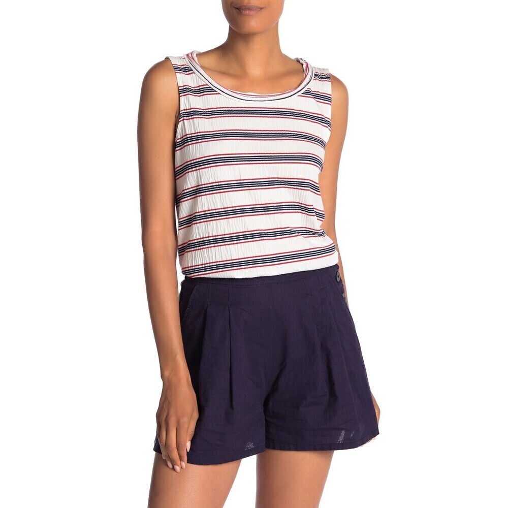 Max Studio Women's Stripe Print Cinched Drawstring Tank Top size S $68